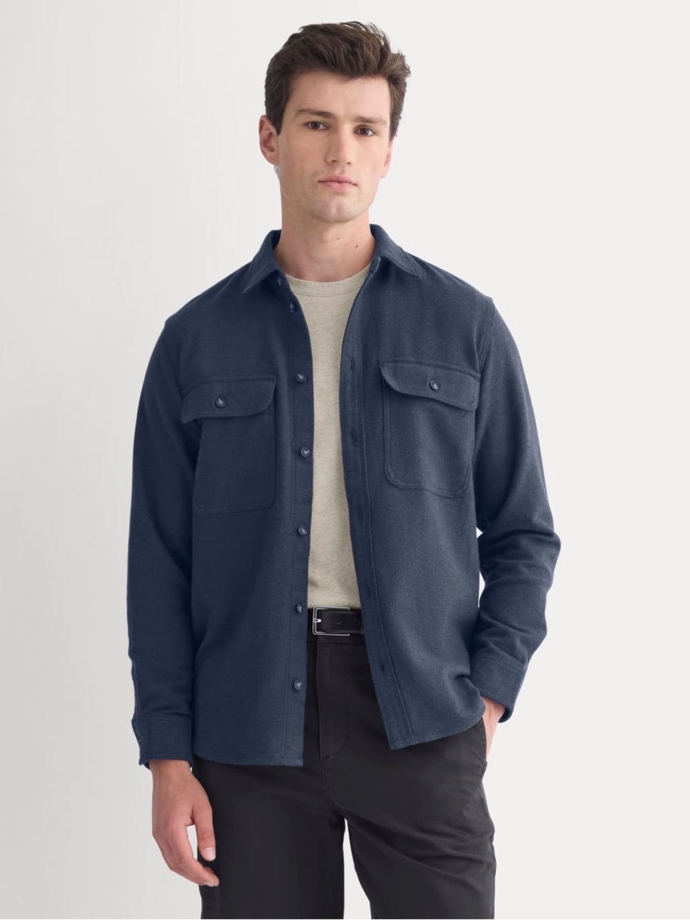 Everlane Heather rich Navy color - heavyweight overshirt